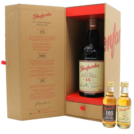 Glenfarclas Whisky Mit 2 Miniaturen 15 Jahre 46% GP 0,8L 1