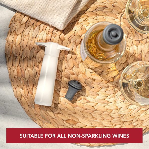 Vacu Vin Weinpumpe - Weiß - Vakuum Weinflaschenverschluss - 1 Pumpe 1 Stopper - Hält Wein Bis zu 10 Tage Frisch 4