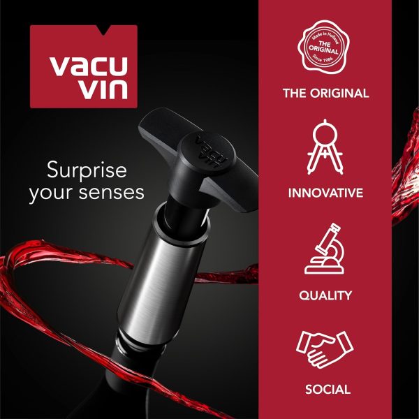 Vacu Vin Weinpumpe - Schwarz - Vakuum Weinverschluss - 1 Pumpe 2 Stopper - Hält Wein Bis zu 10 Tage Frisch - Wiederverwendbar 6