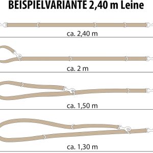 CopcoPet – Fettlederleine für Hunde – 3-fach verstellbare Hundeleine aus weichem Leder mit Karabinern & Beschlägen aus Messing – geflochtene Führleine 100% Handmade in Germany (2,40 m x 15mm | Cognac) 11