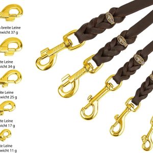 CopcoPet – Fettlederleine für Hunde – 3-fach verstellbare Hundeleine aus weichem Leder mit Karabinern & Beschlägen aus Messing – geflochtene Führleine 100% Handmade in Germany (2,40 m x 15mm | Cognac) 13
