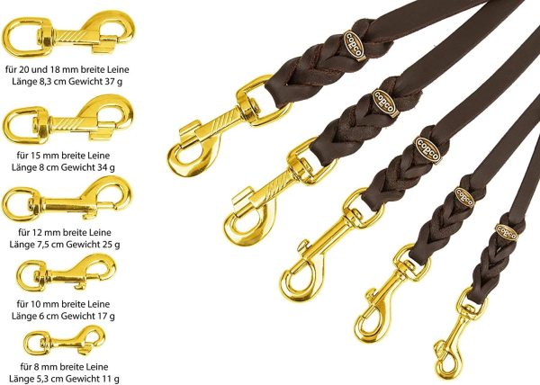 CopcoPet – Fettlederleine für Hunde – 3-fach verstellbare Hundeleine aus weichem Leder mit Karabinern & Beschlägen aus Messing – geflochtene Führleine 100% Handmade in Germany (2,40 m x 15mm | Cognac) 5