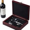 Cooko Korkenzieher, Manueller Wein Öffner Kit mit Belüfter und Ausgießer,Zink-Legierung Griff Korkenzieher,Deluxe Weinöffner Zubehör mit 8 Teilen, Elegantes Design-Set mit Dunklem Kirschholz Kasten 26