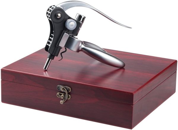 Cooko Korkenzieher, Manueller Wein Öffner Kit mit Belüfter und Ausgießer,Zink-Legierung Griff Korkenzieher,Deluxe Weinöffner Zubehör mit 8 Teilen, Elegantes Design-Set mit Dunklem Kirschholz Kasten 2