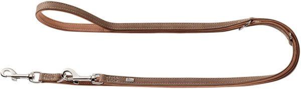 HUNTER PORTO Verstellbare Hundeführleine, Leder, nachhaltig, 1,5 x 200 cm, tabak/cognac 1