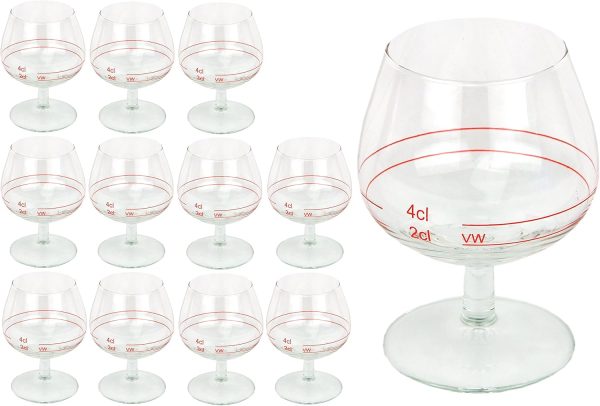 12er Set Cognacschwenker CASINO mit Rotring, 2 cl + 4cl, geeichtes Cognacglas für Genießer mit Füllstrich, Likörglas, Schnapsglas für edle Tropfen, hochglänzendes Markenglas, Spirituosenglas klar 1