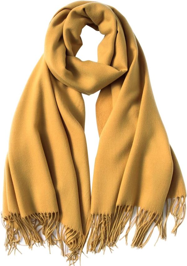 MaaMgic Schal Damen Warm Herbst Winter unifarben Baumwolle mit quasten/fransen, 40+ Farben Einfarbig Pashmina Schals und Tücher für abendkleid xl Stola Scarf Winterschal MEHRWEG 3