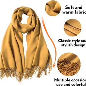 MaaMgic Schal Damen Warm Herbst Winter unifarben Baumwolle mit quasten/fransen, 40+ Farben Einfarbig Pashmina Schals und Tücher für abendkleid xl Stola Scarf Winterschal MEHRWEG 12