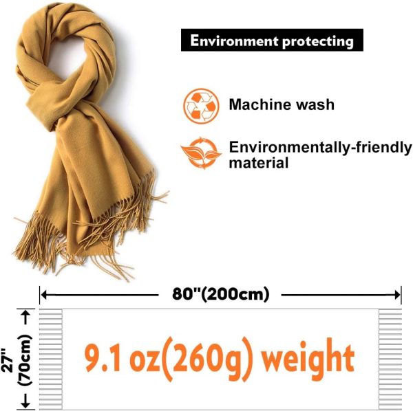 MaaMgic Schal Damen Warm Herbst Winter unifarben Baumwolle mit quasten/fransen, 40+ Farben Einfarbig Pashmina Schals und Tücher für abendkleid xl Stola Scarf Winterschal MEHRWEG 5