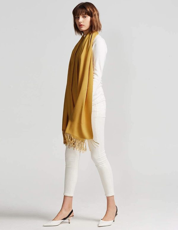 MaaMgic Schal Damen Warm Herbst Winter unifarben Baumwolle mit quasten/fransen, 40+ Farben Einfarbig Pashmina Schals und Tücher für abendkleid xl Stola Scarf Winterschal MEHRWEG 6