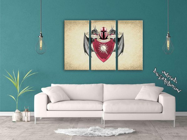 Unified Distribution Game of Thrones - Haus Martell Wappen - Dreiteiler (120x80 cm) - Bilder & Kunstdrucke fertig auf Leinwand aufgespannt und in erstklassiger Druckqualität 2