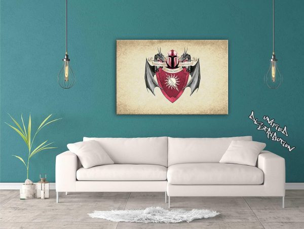 Unified Distribution Game of Thrones - Haus Martell Wappen - 100x70 cm - Bilder & Kunstdrucke fertig auf Leinwand aufgespannt und in erstklassiger Druckqualität 2