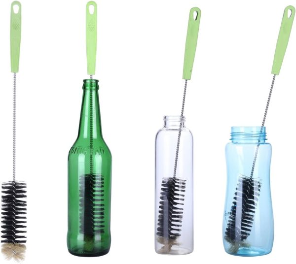 2PCS Flaschenbürste Ideal zum Reinigen von Schmaler Hals Flaschen, Bier, Einkochglas, Krug, Wein, Kombucha, Karaffen, Dekanter, Andere Brauerei oder Breite Flaschen Kaffeekannen Thermoskannen (2PCS) 1