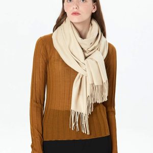 MaaMgic Schal Damen Warm Herbst Winter unifarben Baumwolle mit quasten/fransen, 40+ Farben Einfarbig Pashmina Schals und Tücher für abendkleid xl Stola Scarf Winterschal MEHRWEG 11