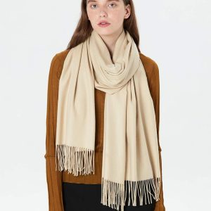 MaaMgic Schal Damen Warm Herbst Winter unifarben Baumwolle mit quasten/fransen, 40+ Farben Einfarbig Pashmina Schals und Tücher für abendkleid xl Stola Scarf Winterschal MEHRWEG 13
