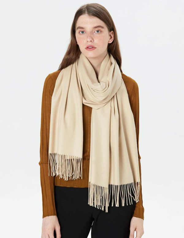 MaaMgic Schal Damen Warm Herbst Winter unifarben Baumwolle mit quasten/fransen, 40+ Farben Einfarbig Pashmina Schals und Tücher für abendkleid xl Stola Scarf Winterschal MEHRWEG 4