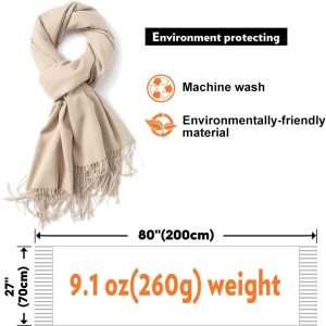 MaaMgic Schal Damen Warm Herbst Winter unifarben Baumwolle mit quasten/fransen, 40+ Farben Einfarbig Pashmina Schals und Tücher für abendkleid xl Stola Scarf Winterschal MEHRWEG 17