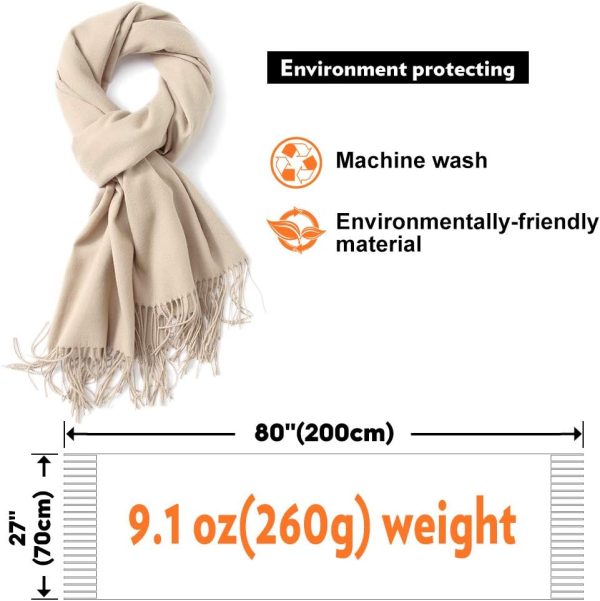 MaaMgic Schal Damen Warm Herbst Winter unifarben Baumwolle mit quasten/fransen, 40+ Farben Einfarbig Pashmina Schals und Tücher für abendkleid xl Stola Scarf Winterschal MEHRWEG 6