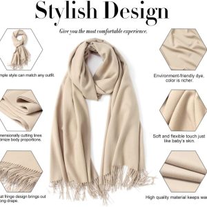 MaaMgic Schal Damen Warm Herbst Winter unifarben Baumwolle mit quasten/fransen, 40+ Farben Einfarbig Pashmina Schals und Tücher für abendkleid xl Stola Scarf Winterschal MEHRWEG 19