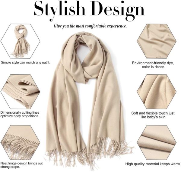 MaaMgic Schal Damen Warm Herbst Winter unifarben Baumwolle mit quasten/fransen, 40+ Farben Einfarbig Pashmina Schals und Tücher für abendkleid xl Stola Scarf Winterschal MEHRWEG 7
