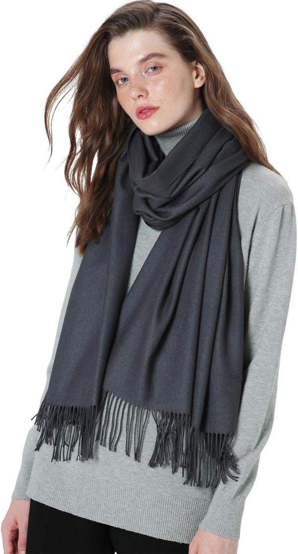 MaaMgic Schal Damen Warm Herbst Winter unifarben Baumwolle mit quasten/fransen, 40+ Farben Einfarbig Pashmina Schals und Tücher für abendkleid xl Stola Scarf Winterschal MEHRWEG 1