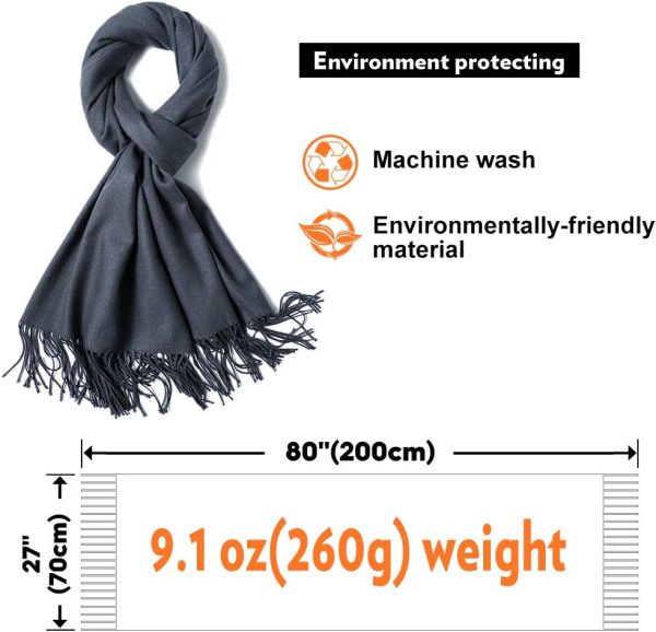 MaaMgic Schal Damen Warm Herbst Winter unifarben Baumwolle mit quasten/fransen, 40+ Farben Einfarbig Pashmina Schals und Tücher für abendkleid xl Stola Scarf Winterschal MEHRWEG 6