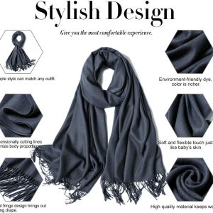 MaaMgic Schal Damen Warm Herbst Winter unifarben Baumwolle mit quasten/fransen, 40+ Farben Einfarbig Pashmina Schals und Tücher für abendkleid xl Stola Scarf Winterschal MEHRWEG 19