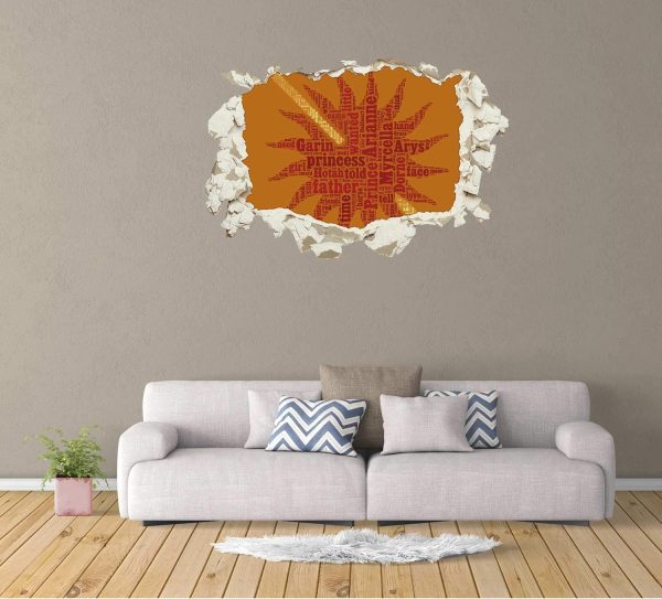 Unified Distribution Game of Thrones - Haus Martell - Wandtattoo mit 3D Effekt, Aufkleber für Wände und Türen Größe: 92x61 cm, Stil: Durchbruch 3