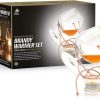 Bar Amigos Weinbrand Gläser und Cognacglas Wärmer, Kupferständer, Geschenkset mit Teelicht & Kupferhalter – Brandy Warmer Set Cognacschwenker Trinkset teelichter glas 1pc 22