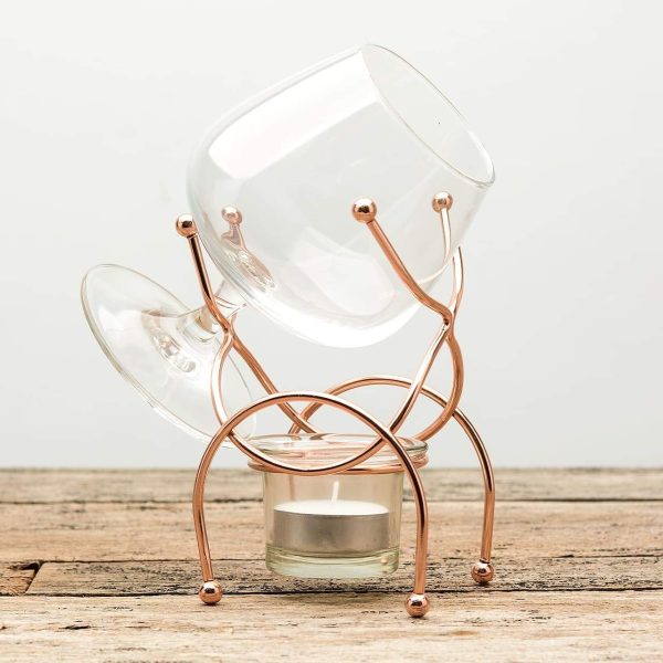 Bar Amigos Weinbrand Gläser und Cognacglas Wärmer, Kupferständer, Geschenkset mit Teelicht & Kupferhalter – Brandy Warmer Set Cognacschwenker Trinkset teelichter glas 1pc 4