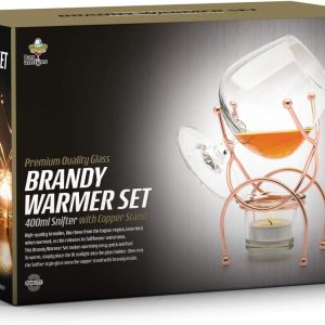 Bar Amigos Weinbrand Gläser und Cognacglas Wärmer, Kupferständer, Geschenkset mit Teelicht & Kupferhalter – Brandy Warmer Set Cognacschwenker Trinkset teelichter glas 1pc 18