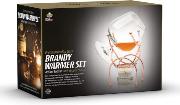Bar Amigos Weinbrand Gläser und Cognacglas Wärmer, Kupferständer, Geschenkset mit Teelicht & Kupferhalter – Brandy Warmer Set Cognacschwenker Trinkset teelichter glas 1pc 6