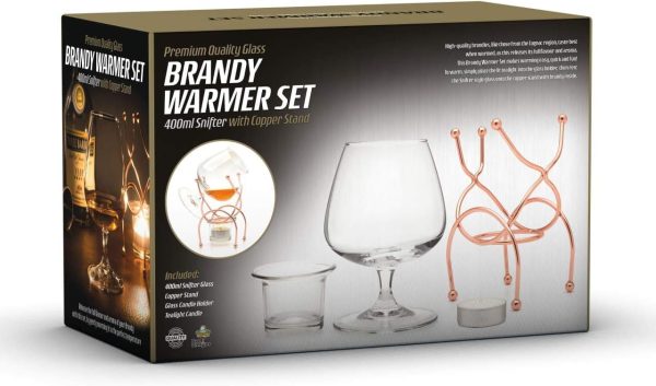 Bar Amigos Weinbrand Gläser und Cognacglas Wärmer, Kupferständer, Geschenkset mit Teelicht & Kupferhalter – Brandy Warmer Set Cognacschwenker Trinkset teelichter glas 1pc 8