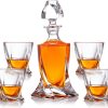 5-tlg Whisky-Set Karaffe Trinkgläser - Geschenk-Set aus Glas - Whiskey Dekanter 800ml mit 4 Whiskygläser 300ml für Rum, Scotch, Cognac - Männer Geschenk - mit Geschenkbox 7