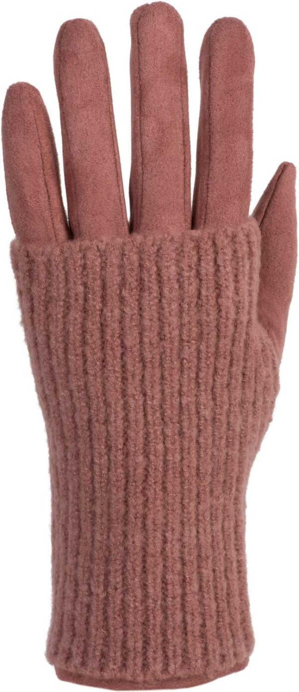 styleBREAKER Damen Touchscreen Stoff Handschuhe mit abnehmbaren Strick Stulpen, warme Fingerhandschuhe, Winter 09010022 3