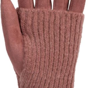 styleBREAKER Damen Touchscreen Stoff Handschuhe mit abnehmbaren Strick Stulpen, warme Fingerhandschuhe, Winter 09010022 13