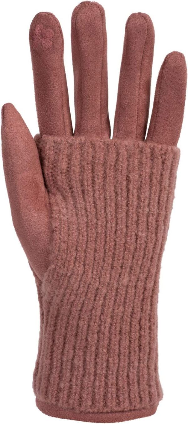 styleBREAKER Damen Touchscreen Stoff Handschuhe mit abnehmbaren Strick Stulpen, warme Fingerhandschuhe, Winter 09010022 4