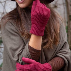 styleBREAKER Damen Touchscreen Stoff Handschuhe mit abnehmbaren Strick Stulpen, warme Fingerhandschuhe, Winter 09010022 17