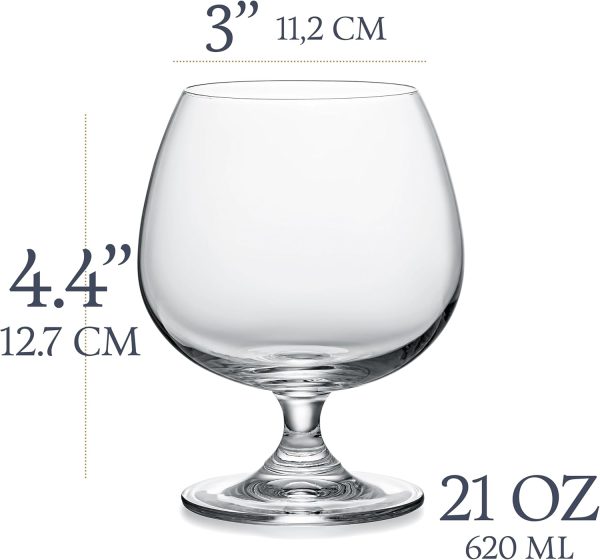 GLASSIQUE CADEAU Große 620 ml Brandy, Cognac und Armagnac Gläser | 2er Set | Kristall Spülmaschinenfest Cognacschwenker mit Kurzem Stiel | Cognacgläser Geschenkset 3