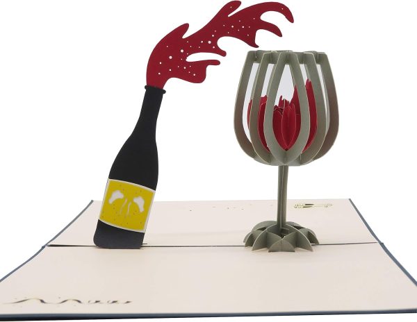 Smiling Art Pop Up 3D Karten, Glückwunschkarten inklusive Umschlag und Schutzhülle, handgearbeitet, handgefertigt, Geschenkkarte für Gutschein, Einladungskarte, Geburtstagkarte (Wein) 1