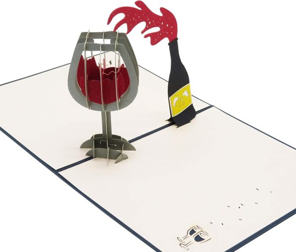 Smiling Art Pop Up 3D Karten, Glückwunschkarten inklusive Umschlag und Schutzhülle, handgearbeitet, handgefertigt, Geschenkkarte für Gutschein, Einladungskarte, Geburtstagkarte (Wein) 2