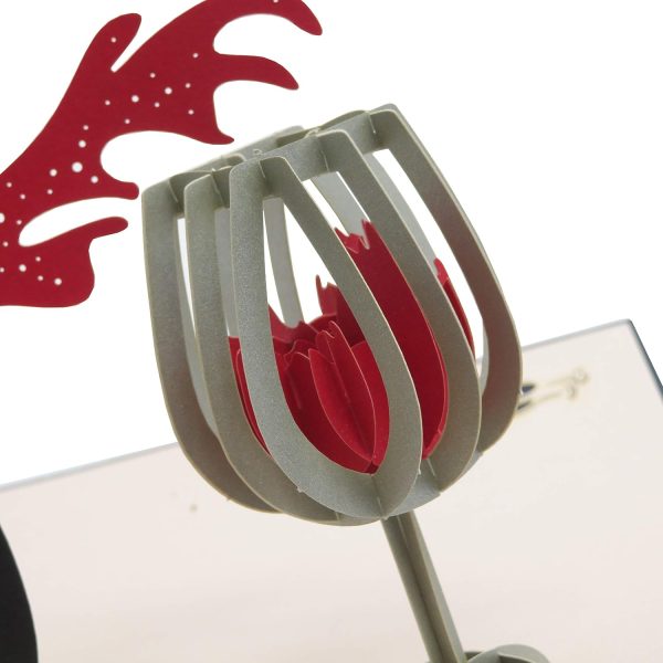 Smiling Art Pop Up 3D Karten, Glückwunschkarten inklusive Umschlag und Schutzhülle, handgearbeitet, handgefertigt, Geschenkkarte für Gutschein, Einladungskarte, Geburtstagkarte (Wein) 3