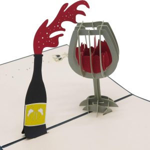 Smiling Art Pop Up 3D Karten, Glückwunschkarten inklusive Umschlag und Schutzhülle, handgearbeitet, handgefertigt, Geschenkkarte für Gutschein, Einladungskarte, Geburtstagkarte (Wein) 11