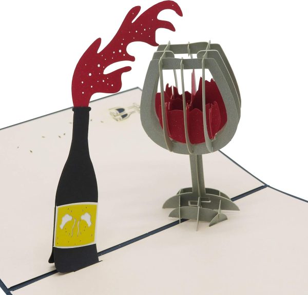 Smiling Art Pop Up 3D Karten, Glückwunschkarten inklusive Umschlag und Schutzhülle, handgearbeitet, handgefertigt, Geschenkkarte für Gutschein, Einladungskarte, Geburtstagkarte (Wein) 4