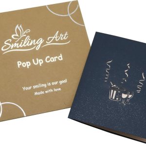 Smiling Art Pop Up 3D Karten, Glückwunschkarten inklusive Umschlag und Schutzhülle, handgearbeitet, handgefertigt, Geschenkkarte für Gutschein, Einladungskarte, Geburtstagkarte (Wein) 13