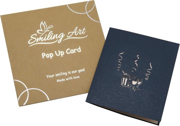 Smiling Art Pop Up 3D Karten, Glückwunschkarten inklusive Umschlag und Schutzhülle, handgearbeitet, handgefertigt, Geschenkkarte für Gutschein, Einladungskarte, Geburtstagkarte (Wein) 5