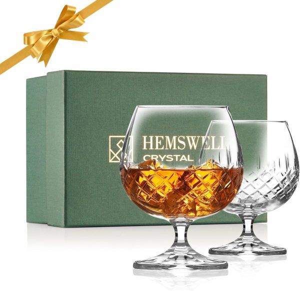 Hemswell Kristall Cognacschwenker Set mit 2 Europäischen Cognac Gläsern 8,5 oz – Digestif Gläser ideal für Brandy und Cognac – Satinierte Präsentationsbox – Wicklow Design 1