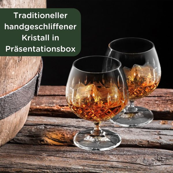 Hemswell Kristall Cognacschwenker Set mit 2 Europäischen Cognac Gläsern 8,5 oz – Digestif Gläser ideal für Brandy und Cognac – Satinierte Präsentationsbox – Wicklow Design 2