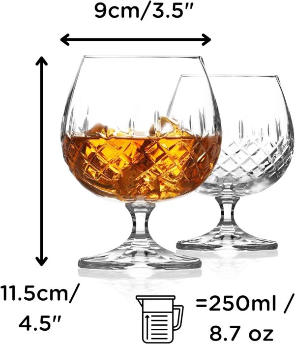 Hemswell Kristall Cognacschwenker Set mit 2 Europäischen Cognac Gläsern 8,5 oz – Digestif Gläser ideal für Brandy und Cognac – Satinierte Präsentationsbox – Wicklow Design 4