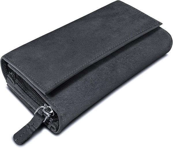 ROYALZ 'Orelia' Vintage Leder Geldbörse für Damen Portemonnaie groß mit vielen Fächern RFID-Blocker Brieftasche Querformat 1